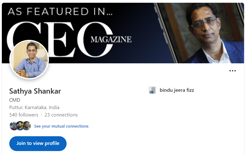 Sathya Shankar LinkedIn Profile