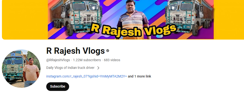 R Rajesh Vlogs YouTube Channel